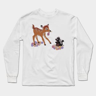 Bambi and Flower in the Flowers Long Sleeve T-Shirt